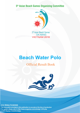 Beach Water Polo Official Result Book