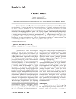 Choanal Atresia Special Article