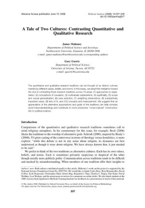 A Tale of Two Cultures: Contrasting Quantitative and Qualitative Research