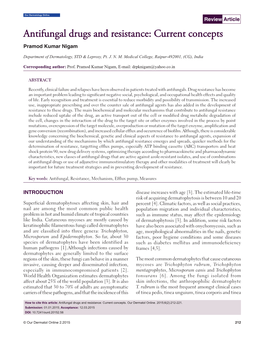 Antifungal Drugs and Resistance: Current Concepts Pramod Kumar Nigam