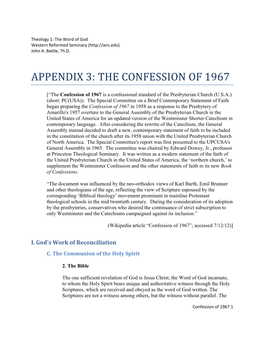 Appendix 3: the Confession of 1967