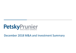 December 2018 M&A and Investment Summary