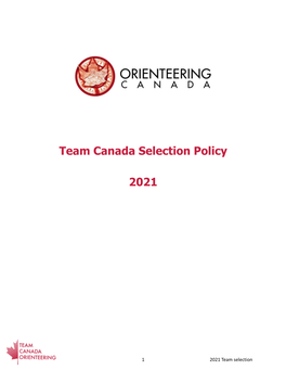DRAFT 2021 Team Canada Selection Policy.Docx