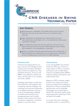 CNS Diseases in Swine Technical Paper Cambridge Technologies