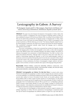 Lexicography in Gabon: a Survey1 B