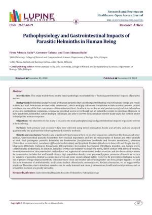 Pathophysiology and Gastrointestinal Impacts of Parasitic Helminths in Human Being