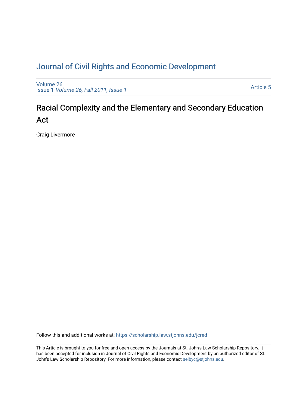 Racial Complexity and the Elementary and Secondary Education Act