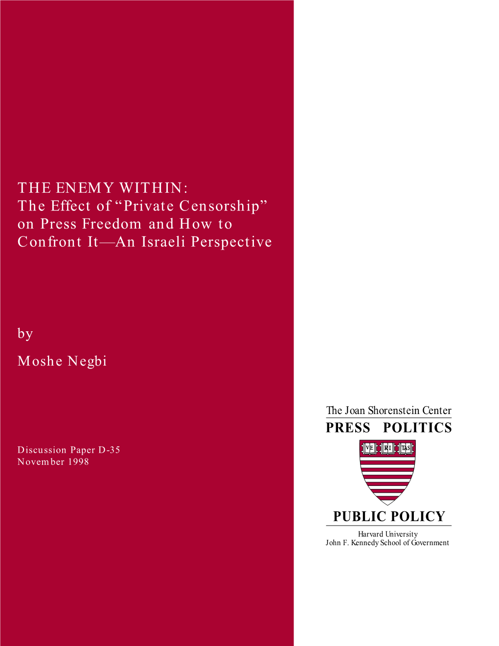 Private Censorship” on Press Freedom and How to Confront It—An Israeli Perspective