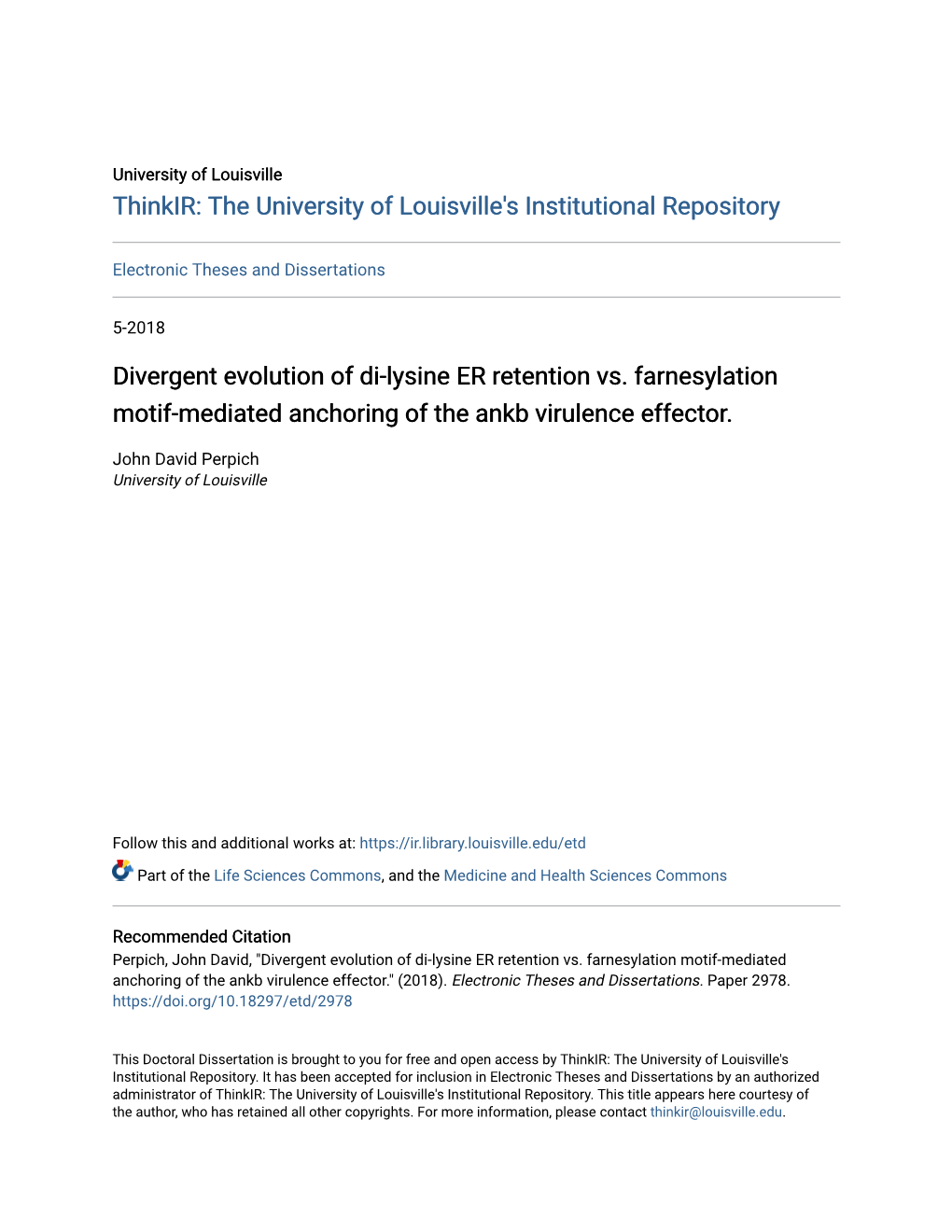 Divergent Evolution of Di-Lysine ER Retention Vs. Farnesylation Motif-Mediated Anchoring of the Ankb Virulence Effector