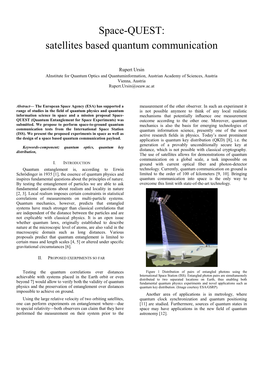 Satellites Based Quantum Communication