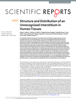 Structure and Distribution of an Unrecognized Interstitium in Human Tissues Received: 18 May 2017 Petros C