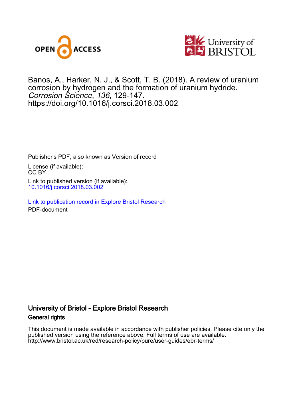 A Review of Uranium Corrosion by Hydrogen and the Formation of Uranium Hydride