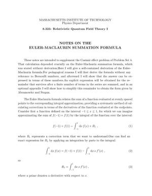 Notes on the Euler-Maclaurin Summation Formula