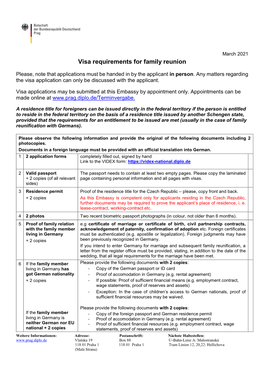 Visa Requirements for Family Reunion