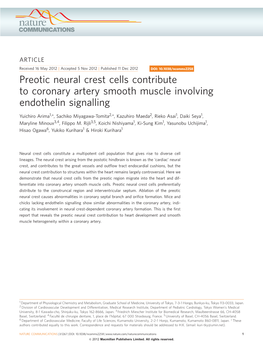 Preotic Neural Crest Cells Contribute to Coronary Artery Smooth Muscle Involving Endothelin Signalling