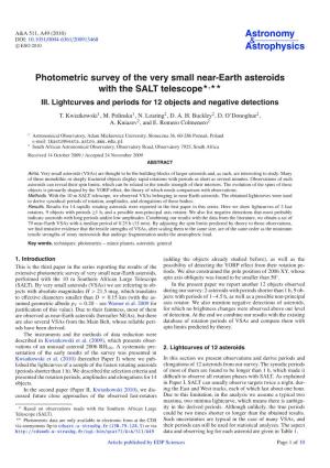 Photometric Survey of the Very Small Near-Earth Asteroids with the SALT Telescope�,�� III