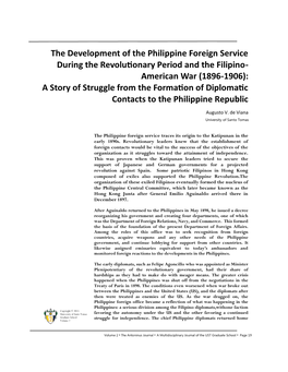 The Development of the Philippine Foreign Service