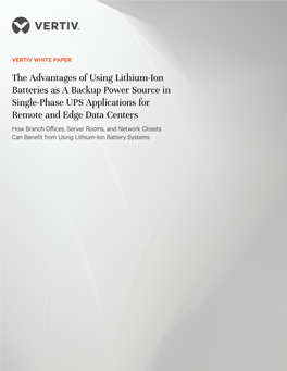 The Advantages of Using Lithium-Ion Batteries White Paper