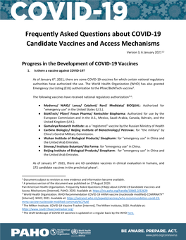 Frequently Asked Questions About COVID-19 Candidate Vaccines and Access Mechanisms