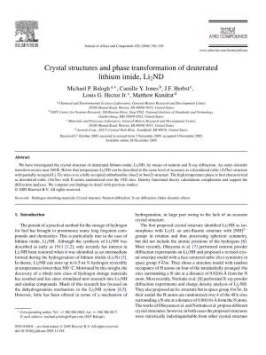 Crystal Structures and Phase Transformation of Deuterated Lithium Imide, Li2nd Michael P