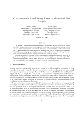 Computationally Sound Secrecy Proofs by Mechanized Flow Analysis