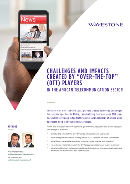 “Over-The-Top” (Ott) Players in the African Telecommunication Sector