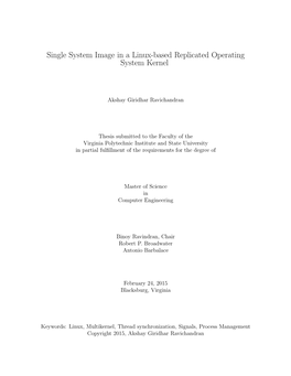 Single System Image in a Linux-Based Replicated Operating System Kernel