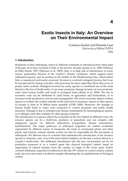 Exotic Insects in Italy: an Overview on Their Environmental Impact