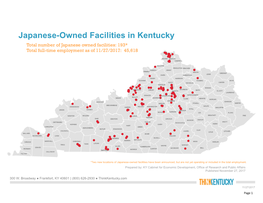 Japanese-Owned Facilities in Kentucky