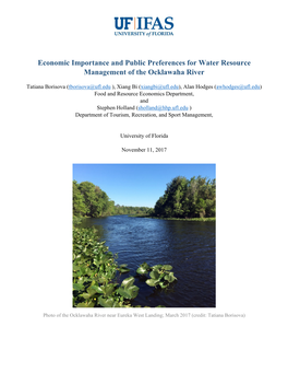 Economic Importance and Public Preferences for Water Resource Management of the Ocklawaha River