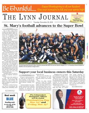 THE LYNN JOURNAL the LYNN - - L Editorial Printer John Lynds Seth Daniel Com Judy Russi Scott Yates Business Editorial