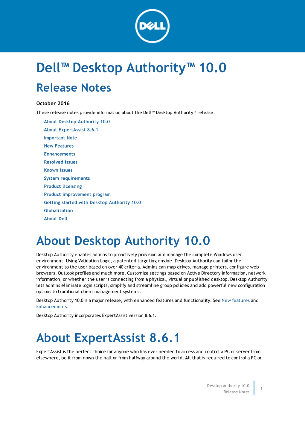 Desktop Authority 10.0 Release Notes