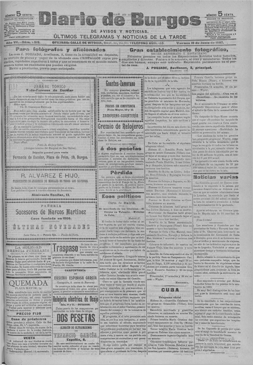 "QUEMADA Chas Veces El Vuelo Por Donde Ni Siquie• Monedas Falsas Do Dos Pesetas De La Acu• 8E Construye Toda Clase De Obras Per• Ñación De 1880