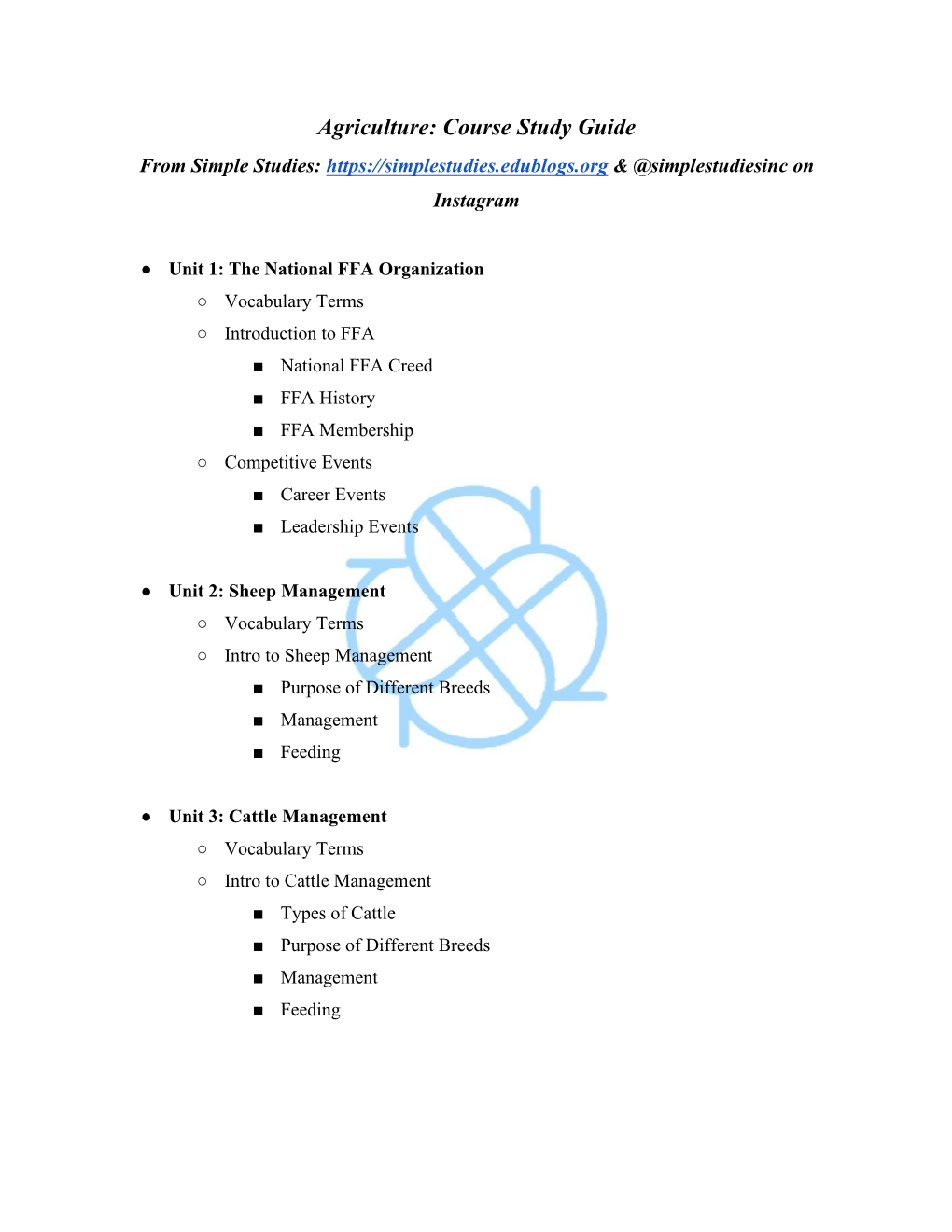 Agriculture: Course Study Guide from Simple Studies: & @Simplestudiesinc on Instagram