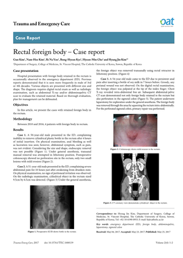 Rectal Foreign Body – Case Report