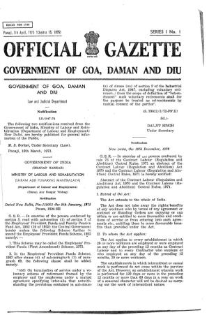 Official Gazette :Government of Goa, Daman and Diu