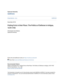 The Politics of Defense in Antigua, 1670-1785