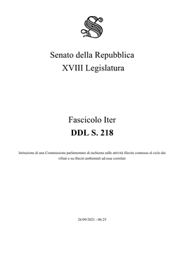 Senato Della Repubblica XVIII Legislatura Fascicolo Iter DDL S