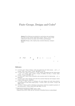 Finite Groups, Codes and Designs