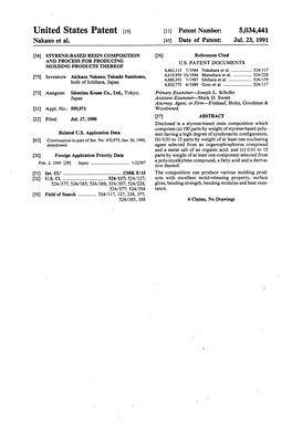 United States Patent (19) 11 Patent Number: 5,034,441 Nakano Et Al
