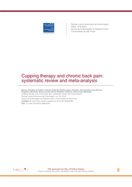 Cupping Therapy and Chronic Back Pain: Systematic Review and Meta-Analysis