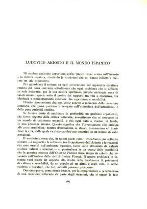Ludovico Ariosto E Il Mondo Ispanico