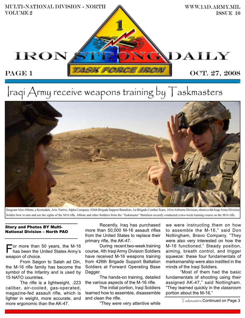 Iraqi Army Receive Weapons Training by Taskmasters