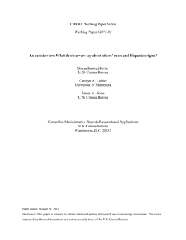 What Do Observers Say About Others' Races and Hispanic Origins?