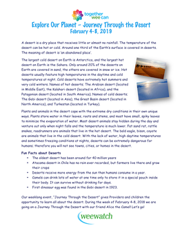 Journey Through the Desert February 4-8, 2019