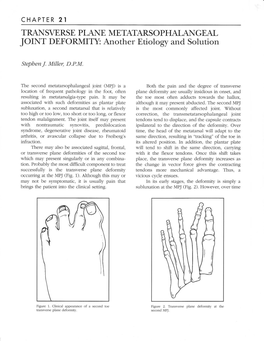 TRANSVERSE PIANE METATARSOPHAIANGE,AL JOINT DEFORMITY Another Etiology and Solution