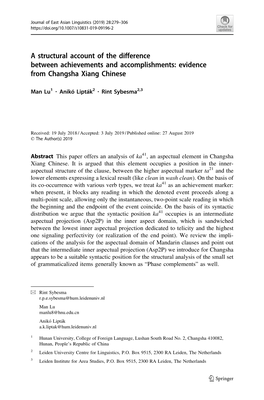 Evidence from Changsha Xiang Chinese