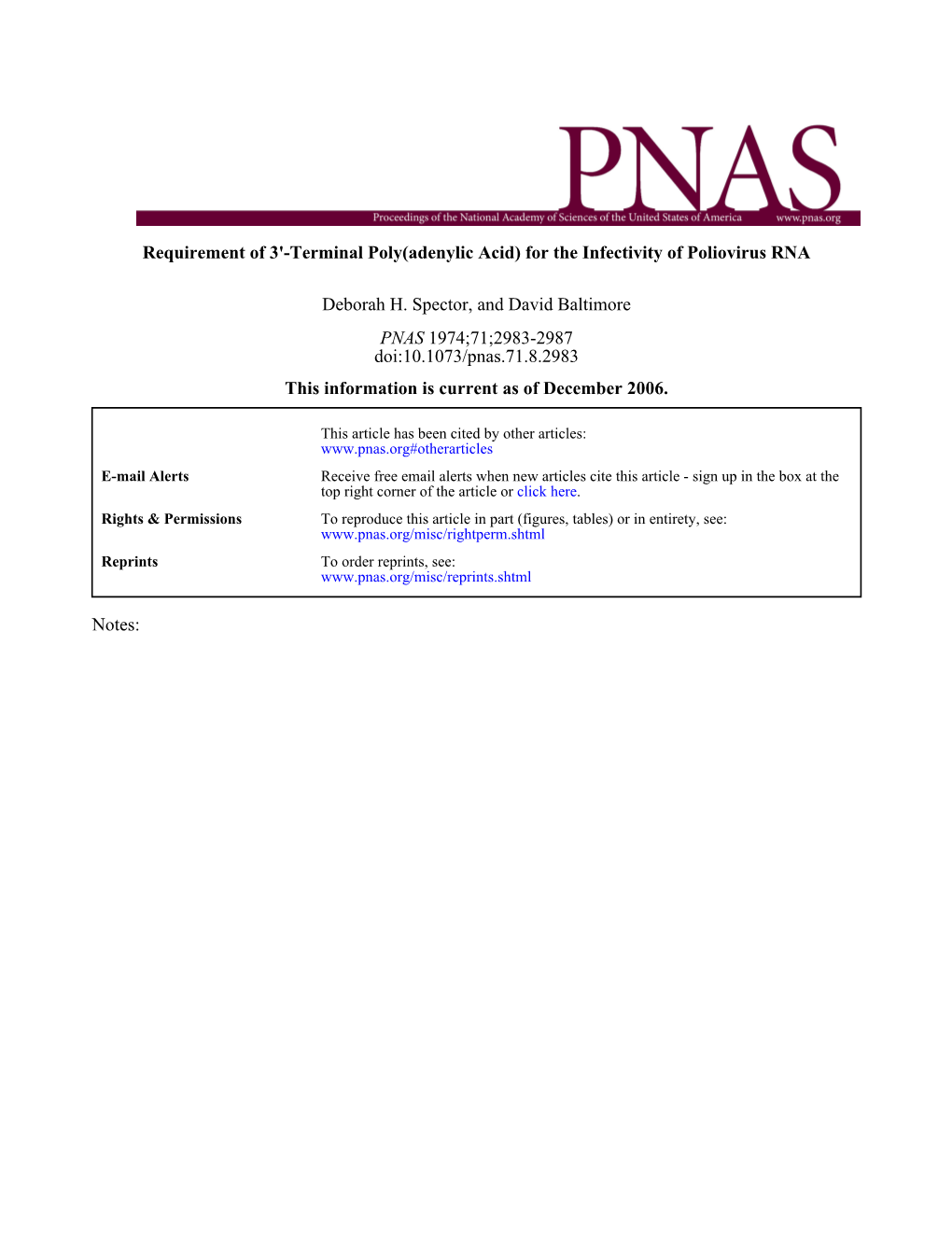 For the Infectivity of Poliovirus RNA Deborah H