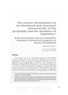 The Uneven Development As an Intentional and Structural