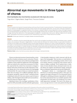 Abnormal Eye Movements in Three Types of Chorea